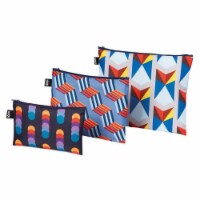 LOQI GEOMETRIC Circles, Stripes, Triangles Zip Pockets