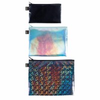 LOQI Metallic Zip Pockets (Set of 3), Black, Pearl, Prism