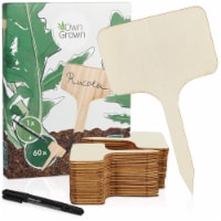 OwnGrown Wooden Plant Markers: 60 Plant Name Tags & Marker Pen