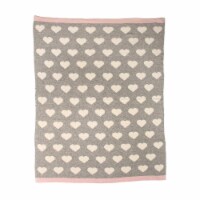 HomeRoots  32 x 40 x 1 in. Gray & Ivory Hearts Knitted Baby Blanket