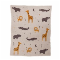 HomeRoots  32 x 40 x 1 in. Zoo Animals Woven Knitted Baby Blanket&#44; Light Gray
