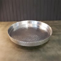 HomeRoots 384085 Handcrafted 13 in. Hammered Stainless Steel Round Tray