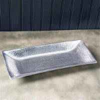 HomeRoots 388569 2 x 5.5 x 14.5 in. Silver Hammered Rectangle Serving Tray