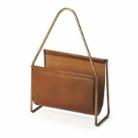 HomeRoots 389459 21 x 13.5 x 5 in. Brown Leather Magazine Basket