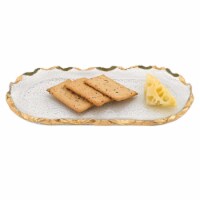 HomeRoots 376065 14 in. Glass Oval Edge Gold Leaf Platter