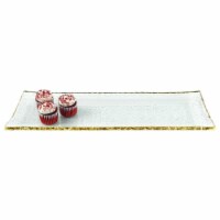 HomeRoots  18 in. Mouth Blown Rectangular Edge Gold Leaf Serving Platter or Tray