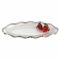 HomeRoots  14 in. Mouth Blown Wavy Edge Silver Platter