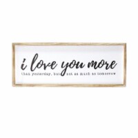 HomeRoots 373196 Natural & White Wood MDF I Love You More Wall Art&#44; 32 x 1 x 12 in.