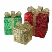Northlight Set of 3 Red Pre-Lit Glittering Gift Boxes Christmas Outdoor Decor 15