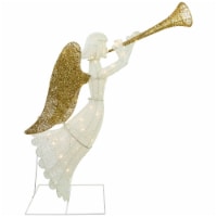 Northlight 48 Lighted Glittered Silver and Gold Trumpeting Angel Christmas Outdoor
