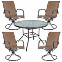 Sienna Collection 40  Table and Four Chairs Patio Dining Set, Brown (5-Piece Set)