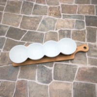 Wilmax  Fine Porcelain Centipede 4 Section Dish with Bamboo Serving Tray to Match