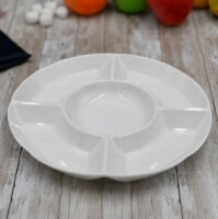 [ Set Of  4] Fine Porcelain Divided Round Dish 10  | 25.5 Cm WL-992019/A