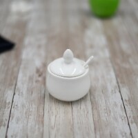 [ Set Of  6] Fine Porcelain 4 Oz | 130 Ml Mustard Pot With Spoon WL-996083/A