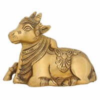 Statue Home Decorations Nandi Bull Vehicle for Shiva Brass Dcor Animal 4 inches Indian