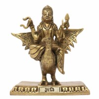 Brass Hindu Navagraha Idol of Deity Shani God Statue for Puja (7.5x6x3 inches, 1.68 Kg)