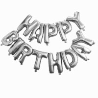 16  Silver Happy Birthday Balloons Party Inflatable Banner Decorations Gifts