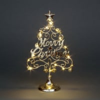 17.5 Inch Pre-Lit LED Merry Christmas Christmas Tree Table Top Xmas Decoration With Bells