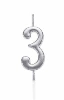 Silver 3 Number Candle Birthday Anniversary Party Cake Decorations Topper