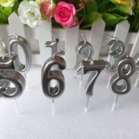 Silver 5 Number Candle Birthday Anniversary Party Cake Decorations Topper