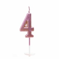 Number Candle Pink 4 Candle Birthday Anniversary Party Cake Decorations Topper