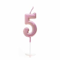 Number Candle Pink 5 Candle Birthday Anniversary Party Cake Decorations Topper