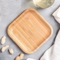 [ Set Of 12] Natural Bamboo Plate 5 X 5 | 12,5 Cm X 12.5 Cm WL-771018/A