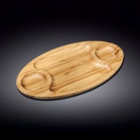 [ Set Of  6] Natural Bamboo 3 Section Platter 14  X 8  | 35.5 Cm X 20.5 Cm WL-771039/A