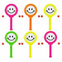 12 Pack of Mini Smiley Hand Drum Birthday Party Bag Fillers Toys