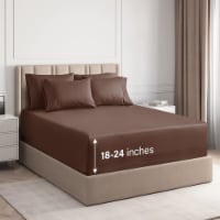 CGK Unlimited 6 Piece Extra Deep Pocket Microfiber Sheet Set - King - Brown