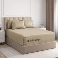 CGK Linens 6 Piece Extra Deep Pocket Microfiber Sheet Set - Full - Beige