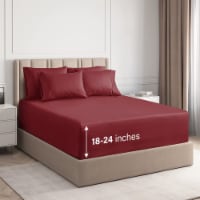 CGK Linens 6 Piece Extra Deep Pocket Microfiber Sheet Set - Queen - Burgundy