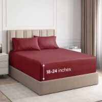 CGK Linens 4 Piece Extra Deep Pocket Microfiber Sheet Set - Twin Extra Long - Burgundy