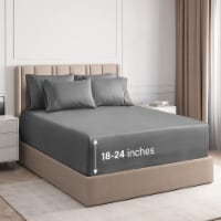 CGK Unlimited 6 Piece Extra Deep Pocket Microfiber Sheet Set - King - Grey