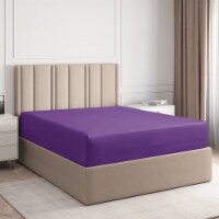 CGK Linens Deep Pocket 14 - 16 Inch Microfiber Fitted Sheet - Full - Purple