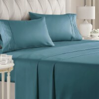CGK Linens 4 Piece Microfiber Sheet Set - Queen - Denim Blue Perspective: Main