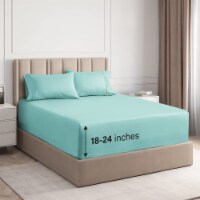 CGK Linens 4 Piece Extra Deep Pocket Microfiber Sheet Set - Twin - Spa Blue