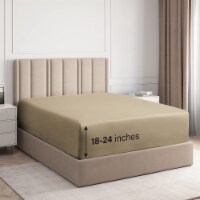 CGK Linens Extra Deep Pocket 18 - 24 Inch Microfiber Fitted Sheet - King - Beige