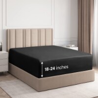 CGK Linens Extra Deep Pocket 18 - 24 Inch Microfiber Fitted Sheet - Queen - Black