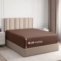 CGK Unlimited Extra Deep Pocket Microfiber Fitted Sheet - Queen - Brown