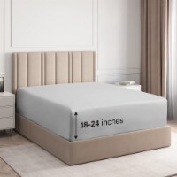 CGK Linens Extra Deep Pocket 18 - 24 Inch Microfiber Fitted Sheet - King - Light Grey