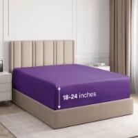 CGK Linens Extra Deep Pocket 18 - 24 Inch Microfiber Fitted Sheet - King - Purple