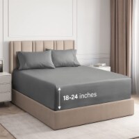 CGK Linens 4 Piece Deep Pocket Microfiber Sheet Set - Full - Dark Grey