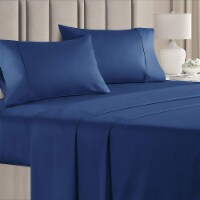 CGK Linens 4 Piece 100% Cotton 400 Thread Count Sheet Set - Full - Navy Blue