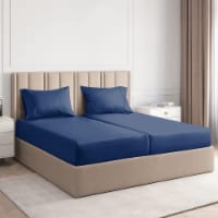 CGK Linens 4 Piece Microfiber Sheet Set - Split King - Navy Blue
