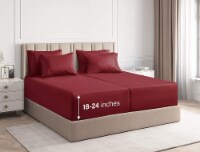 CGK Linens 6 Piece Extra Deep Pocket Microfiber Sheet Set - Split King - Burgundy