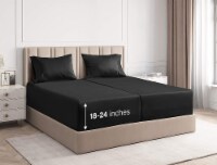CGK Linens 4 Piece Deep Pocket Microfiber Sheet Set - Split King - Black