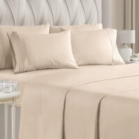 CGK Linens 6 Piece Microfiber Solid Sheet Set - King - Cream