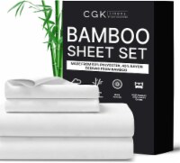 CGK Unlimited 4 Piece Deep Pocket Cooling Sheet Set 100% Rayon from Bamboo - Cal King - White