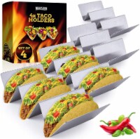 MOUNTAIN GRILLERS Taco Holders Set of 4 - Stainless Steel, Reversible